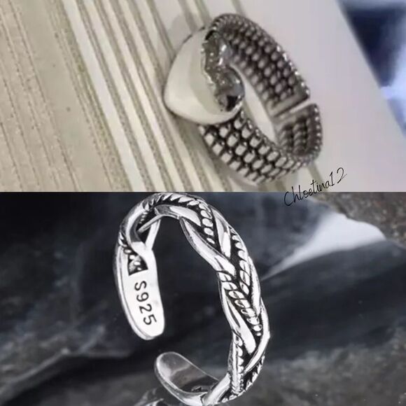 NEW 925 Sterling Silver Heart Ring Adjustable - Picture 1 of 7